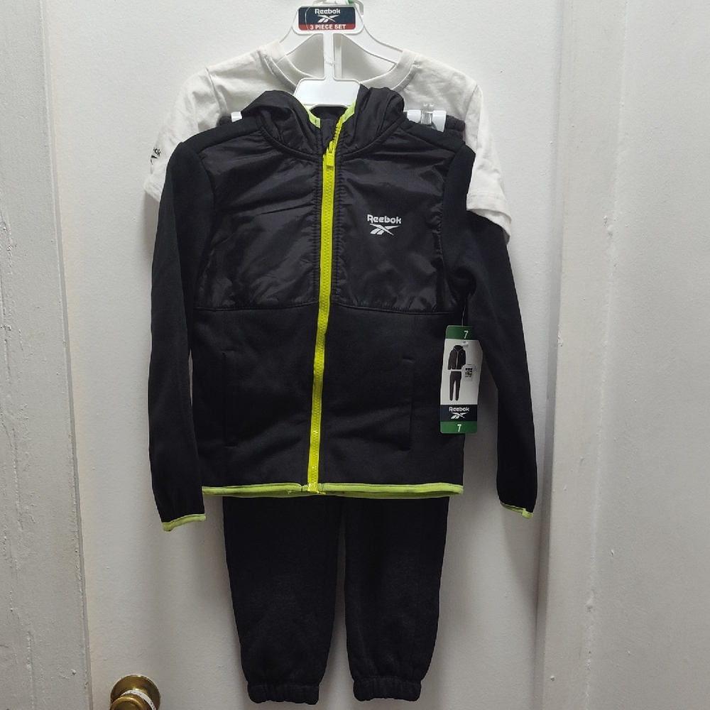 Reebok Black and Lime Green Kids Activewear Set